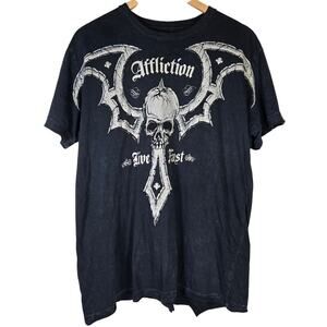 Y2K Affliction Live Fast Graphic Tee Size L Vintage